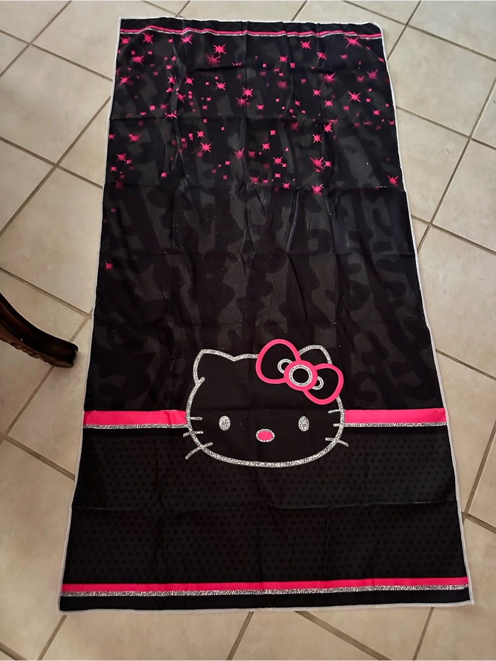 Hello Kitty Black Bath Towel with Pink Accents
